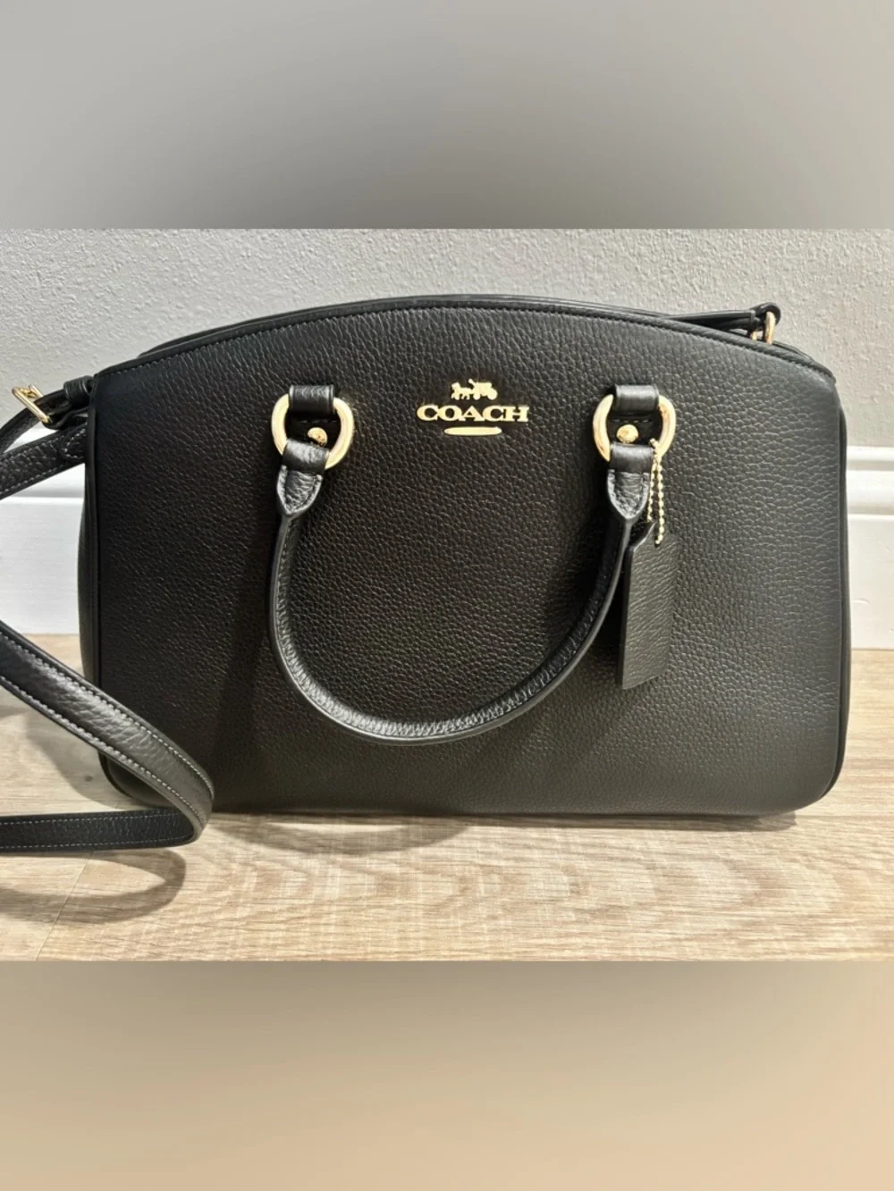 Coach Black Pebbled Leather Satchel with Gold Hardware - Picture 2 of 10